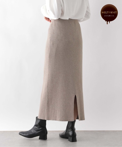 GLOBAL WORK（グローバルワーク）の「メルティニットアイラインスカート/972834（スカート・レディース・モカ/オリーブ/ブラック・LARGE/MEDIUM）」の3枚目の写真