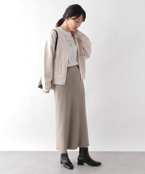 GLOBAL WORK（グローバルワーク）の「メルティニットアイラインスカート/972834（スカート・レディース・モカ/オリーブ/ブラック・LARGE/MEDIUM）」の8枚目の写真