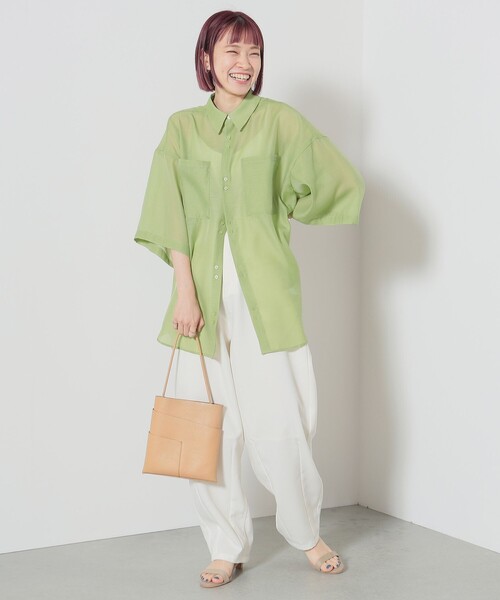 BEAMS HEART(ビームスハート)の「BEAMS HEART / ハイウエスト カーブパンツ(スラックス・レディース・ホワイト系その他5/ブラック・SMALL/MEDIUM)」の3枚目の写真