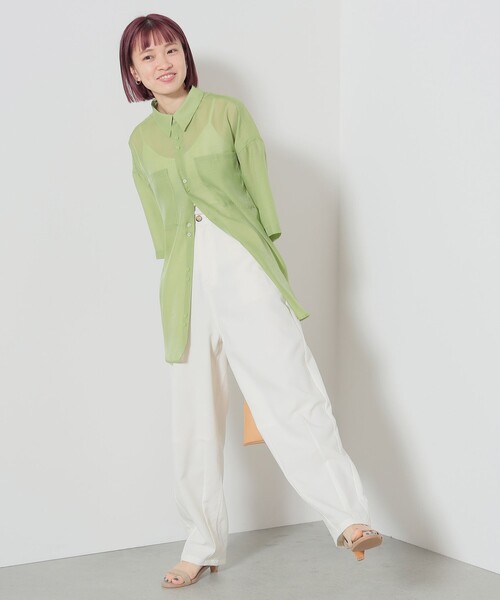 BEAMS HEART(ビームスハート)の「BEAMS HEART / ハイウエスト カーブパンツ(スラックス・レディース・ホワイト系その他5/ブラック・SMALL/MEDIUM)」の4枚目の写真