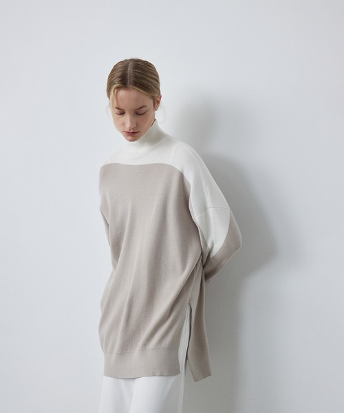 ELOOPS(イーループス)の「【ELOOPS】バイカラーボートネックニットプルオーバー(ニット/セーター・レディース・ライトベージュ/サックスブルー・L/M/S)」の20枚目の写真