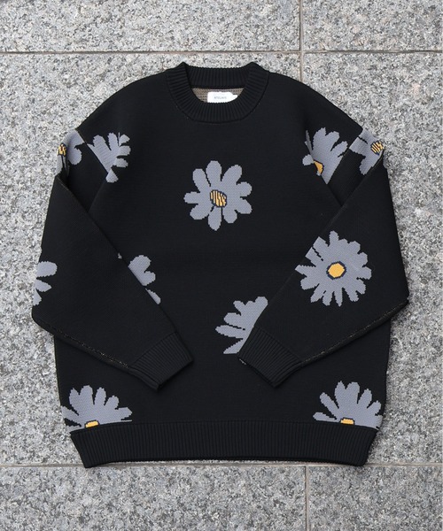 セール】ATELANE/ポリエステルエアリーニットWジャガード クルーネック