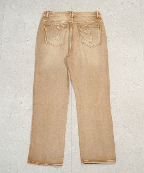 Auntie Rosa(アンティローザ)の「ビンテージブラウンウォッシュクラッシュダメージデニムパンツ(デニムパンツ・メンズ・ベージュ・MEDIUM/LARGE/X-LARGE)」の8枚目の写真