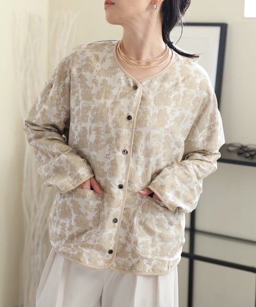 ULEULA(ウルア)の「ジャガードサテンパイピングシャツジャケット(シャツ/ブラウス・レディース・ブラック/ブラウン/アイボリー・FREE)」の5枚目の写真