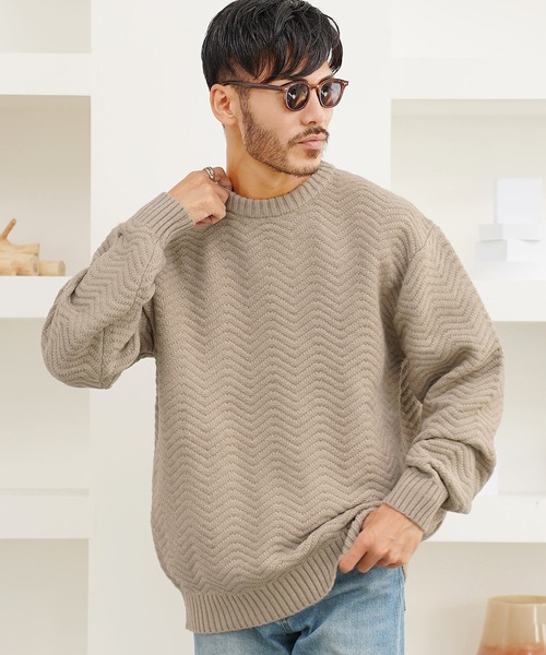 jiggys shop(ジギーズショップ)の「スウェットライク クルースポンジニットセーター(ニット/セーター・メンズ・グレー系その他/ブラック系その他/アイボリー/ベージュ/ブラック・MEDIUM/LARGE/X-LARGE)」の5枚目の写真