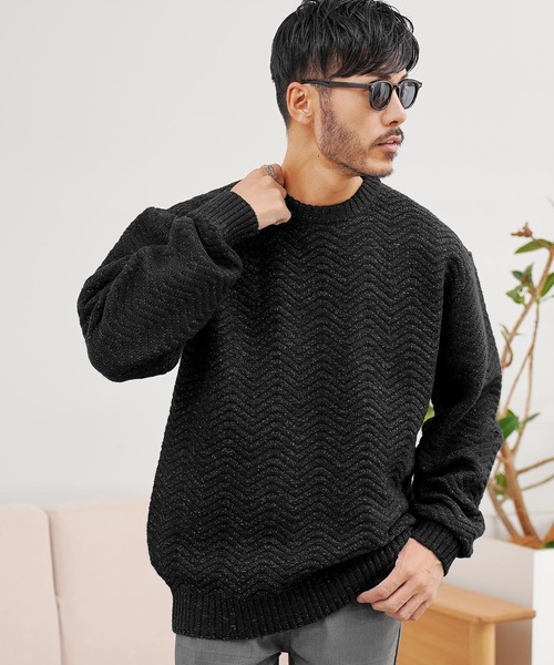 jiggys shop(ジギーズショップ)の「スウェットライク クルースポンジニットセーター(ニット/セーター・メンズ・グレー系その他/ブラック系その他/アイボリー/ベージュ/ブラック・MEDIUM/LARGE/X-LARGE)」の3枚目の写真