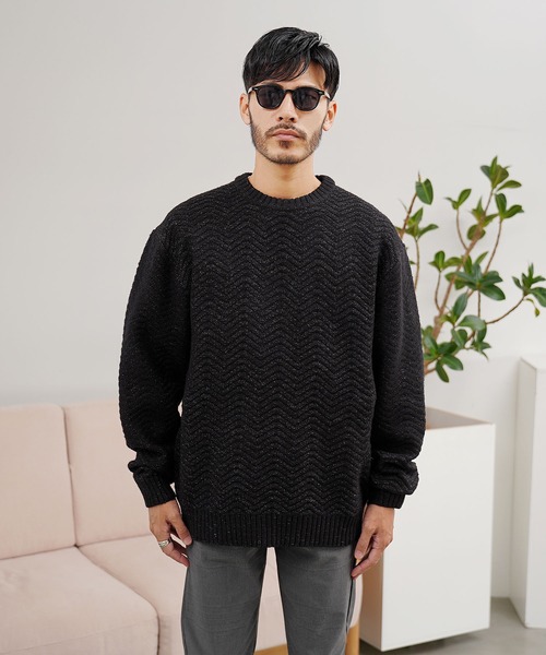 jiggys shop(ジギーズショップ)の「スウェットライク クルースポンジニットセーター(ニット/セーター・メンズ・グレー系その他/ブラック系その他/アイボリー/ベージュ/ブラック・MEDIUM/LARGE/X-LARGE)」の15枚目の写真