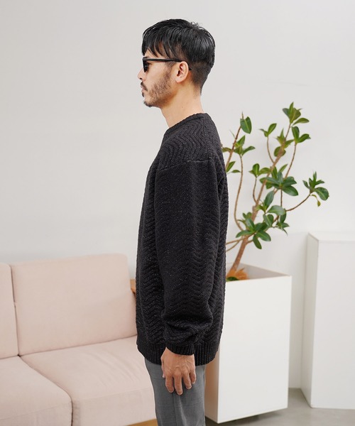 jiggys shop(ジギーズショップ)の「スウェットライク クルースポンジニットセーター(ニット/セーター・メンズ・グレー系その他/ブラック系その他/アイボリー/ベージュ/ブラック・MEDIUM/LARGE/X-LARGE)」の7枚目の写真