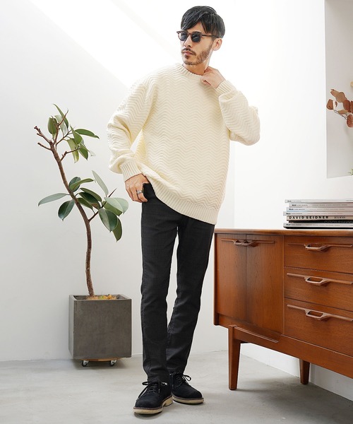 jiggys shop(ジギーズショップ)の「スウェットライク クルースポンジニットセーター(ニット/セーター・メンズ・グレー系その他/ブラック系その他/アイボリー/ベージュ/ブラック・MEDIUM/LARGE/X-LARGE)」の18枚目の写真
