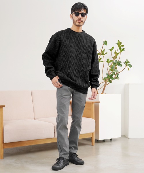 jiggys shop(ジギーズショップ)の「スウェットライク クルースポンジニットセーター(ニット/セーター・メンズ・グレー系その他/ブラック系その他/アイボリー/ベージュ/ブラック・MEDIUM/LARGE/X-LARGE)」の14枚目の写真