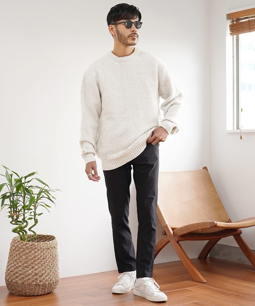 jiggys shop(ジギーズショップ)の「スウェットライク クルースポンジニットセーター(ニット/セーター・メンズ・グレー系その他/ブラック系その他/アイボリー/ベージュ/ブラック・MEDIUM/LARGE/X-LARGE)」の16枚目の写真