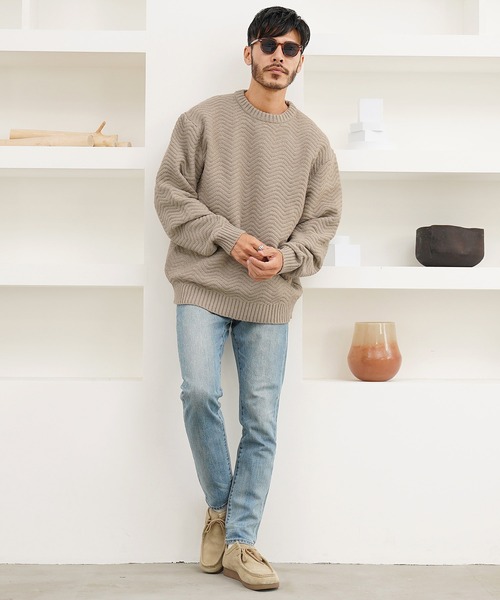 jiggys shop(ジギーズショップ)の「スウェットライク クルースポンジニットセーター(ニット/セーター・メンズ・グレー系その他/ブラック系その他/アイボリー/ベージュ/ブラック・MEDIUM/LARGE/X-LARGE)」の19枚目の写真