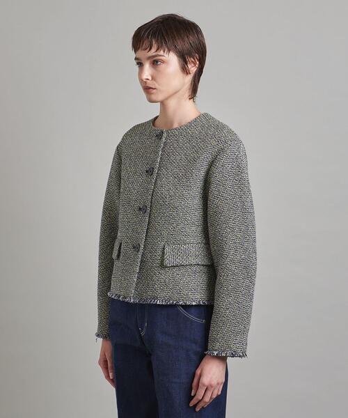 LOEFF（ロエフ）の「＜LOEFF＞フリンジ ツイード ノーカラージャケット