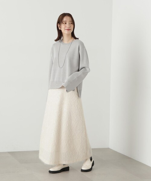 N.(N. Natural Beauty Basic)(エヌエヌナチュラルビューティーベーシック)の「◆ミラノリブゆるニット(ニット/セーター・レディース・オレンジ/グレー/オフホワイト・MEDIUM)」の13枚目の写真