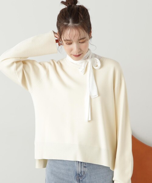 N.(N. Natural Beauty Basic)(エヌエヌナチュラルビューティーベーシック)の「◆ミラノリブゆるニット(ニット/セーター・レディース・オレンジ/グレー/オフホワイト・MEDIUM)」の9枚目の写真