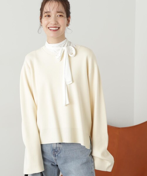 N.(N. Natural Beauty Basic)(エヌエヌナチュラルビューティーベーシック)の「◆ミラノリブゆるニット(ニット/セーター・レディース・オレンジ/グレー/オフホワイト・MEDIUM)」の6枚目の写真