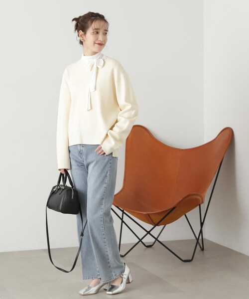 N.(N. Natural Beauty Basic)(エヌエヌナチュラルビューティーベーシック)の「◆ミラノリブゆるニット(ニット/セーター・レディース・オレンジ/グレー/オフホワイト・MEDIUM)」の8枚目の写真