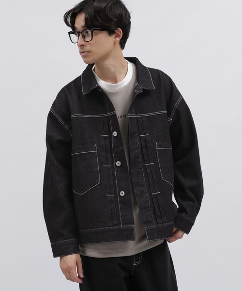 LAKOLE（ラコレ）の「デニムトラッカージャケット / 991904（ブルゾン・メンズ・ブラック/ライトブルー/ネイビー・MEDIUM/LARGE）」の12枚目の写真