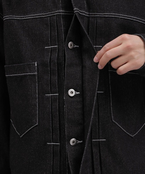 LAKOLE（ラコレ）の「デニムトラッカージャケット / 991904（ブルゾン・メンズ・ブラック/ライトブルー/ネイビー・MEDIUM/LARGE）」の11枚目の写真