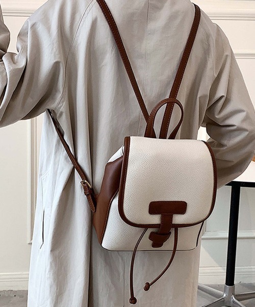 Miniministore（ミニミニストア）の「リュック レディース 通勤 通学 バッグ（バックパック/リュック・レディース・モカ/アイボリー/ブラック/ホワイト×ブラウン・FREE）」の3枚目の写真