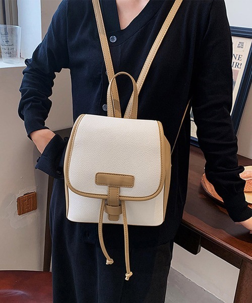 Miniministore（ミニミニストア）の「リュック レディース 通勤 通学 バッグ（バックパック/リュック・レディース・モカ/アイボリー/ブラック/ホワイト×ブラウン・FREE）」の5枚目の写真