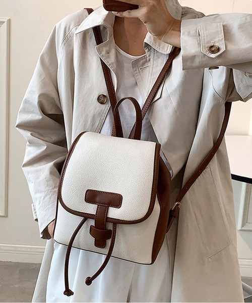 Miniministore（ミニミニストア）の「リュック レディース 通勤 通学 バッグ（バックパック/リュック・レディース・モカ/アイボリー/ブラック/ホワイト×ブラウン・FREE）」の8枚目の写真