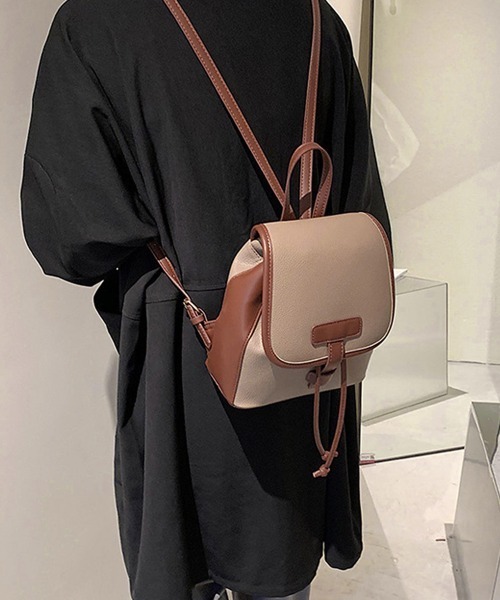 Miniministore（ミニミニストア）の「リュック レディース 通勤 通学 バッグ（バックパック/リュック・レディース・モカ/アイボリー/ブラック/ホワイト×ブラウン・FREE）」の11枚目の写真