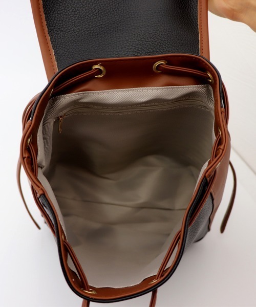 Miniministore（ミニミニストア）の「リュック レディース 通勤 通学 バッグ（バックパック/リュック・レディース・モカ/アイボリー/ブラック/ホワイト×ブラウン・FREE）」の17枚目の写真