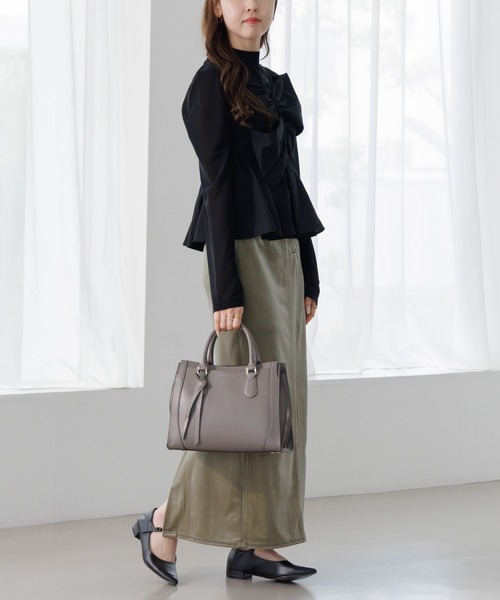 Jewelna Rose（ジュエルナローズ）の「クロフォード ハンドバッグ 本革 M 11922（ハンドバッグ・レディース・グレイッシュベージュ/ブルー/チャコールグレー/ピンク/グレー/オレンジ・FREE）」の8枚目の写真