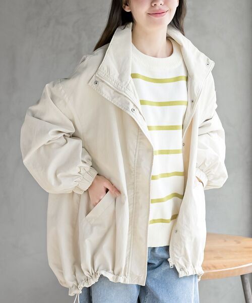 rps（アールピーエス）の「スタンドカラーナイロンコート（ナイロンジャケット・レディース・アイボリー/ブラック/ベージュ/ライトカーキ・フリー）」の21枚目の写真