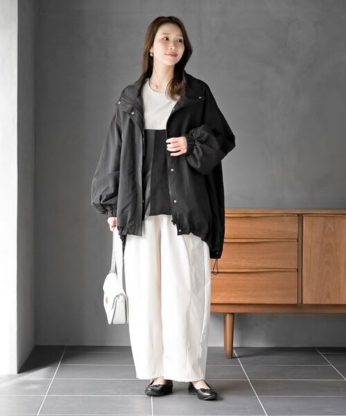 rps（アールピーエス）の「スタンドカラーナイロンコート（ナイロンジャケット・レディース・アイボリー/ブラック/ベージュ/ライトカーキ・フリー）」の20枚目の写真