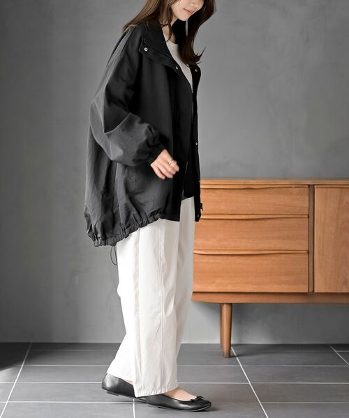 rps（アールピーエス）の「スタンドカラーナイロンコート（ナイロンジャケット・レディース・アイボリー/ブラック/ベージュ/ライトカーキ・フリー）」の17枚目の写真