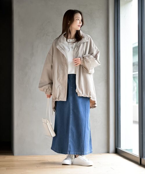 rps（アールピーエス）の「スタンドカラーナイロンコート（ナイロンジャケット・レディース・アイボリー/ブラック/ベージュ/ライトカーキ・フリー）」の12枚目の写真