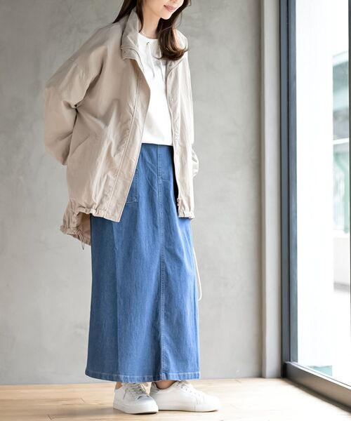 rps（アールピーエス）の「スタンドカラーナイロンコート（ナイロンジャケット・レディース・アイボリー/ブラック/ベージュ/ライトカーキ・フリー）」の9枚目の写真