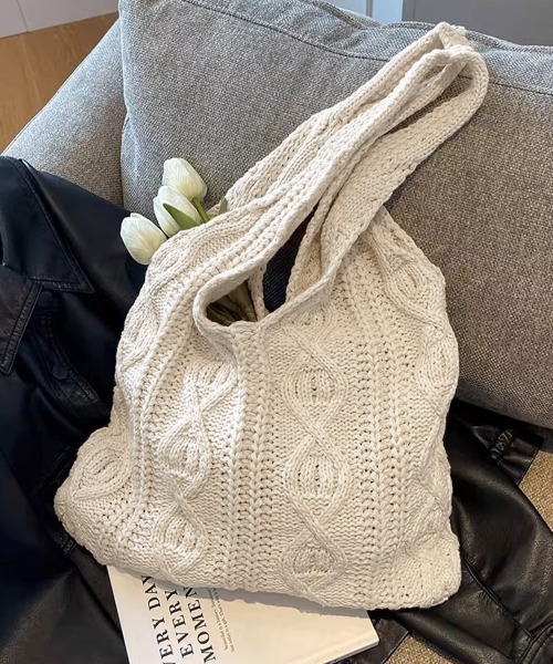 Miniministore(ミニミニストア)の「ニットバッグ 韓国 トートバッグ 大容量(トートバッグ・レディース・ベージュ/ブラウン/グレー/グリーン/アイボリー・FREE)」の16枚目の写真