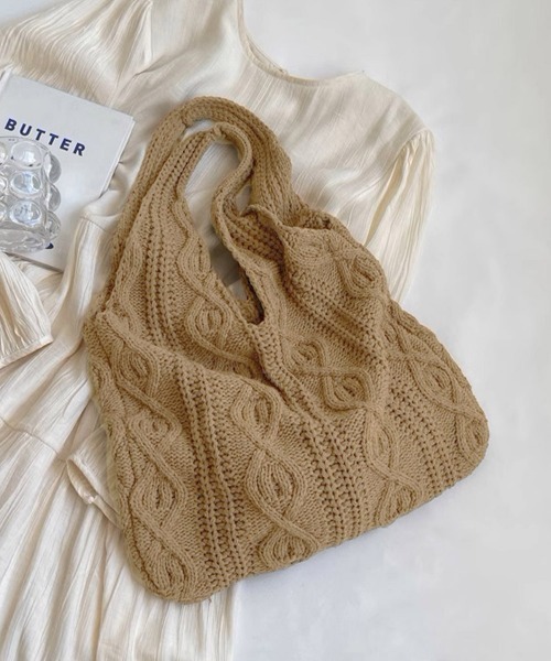 Miniministore(ミニミニストア)の「ニットバッグ 韓国 トートバッグ 大容量(トートバッグ・レディース・ベージュ/ブラウン/グレー/グリーン/アイボリー・FREE)」の20枚目の写真