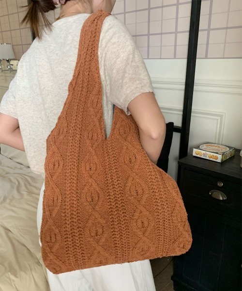 Miniministore(ミニミニストア)の「ニットバッグ 韓国 トートバッグ 大容量(トートバッグ・レディース・ベージュ/ブラウン/グレー/グリーン/アイボリー・FREE)」の21枚目の写真
