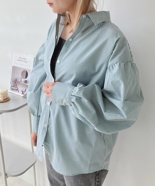 AS KNOW AS plus(アズノゥアズプラス)の「◎ベーシック ビッグシルエット長袖シャツ(シャツ/ブラウス・レディース・ブルー系/グリーン系/ピンク系/オフホワイト/ホワイト系/ライトグレー系/ブラック系/イエロー系/レッド系その他/グリーン系その他/ブルー系その他・FREE)」の7枚目の写真