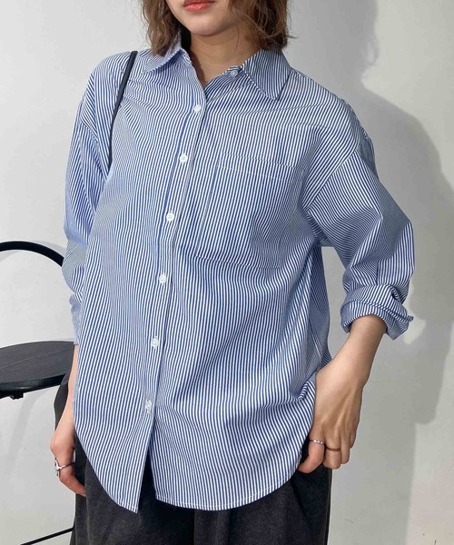 AS KNOW AS plus(アズノゥアズプラス)の「◎ベーシック ビッグシルエット長袖シャツ(シャツ/ブラウス・レディース・ブルー系/グリーン系/ピンク系/オフホワイト/ホワイト系/ライトグレー系/ブラック系/イエロー系/レッド系その他/グリーン系その他/ブルー系その他/グリーン系1/ネイビー系1/ブルー系1/ピンク系1・FREE)」の10枚目の写真