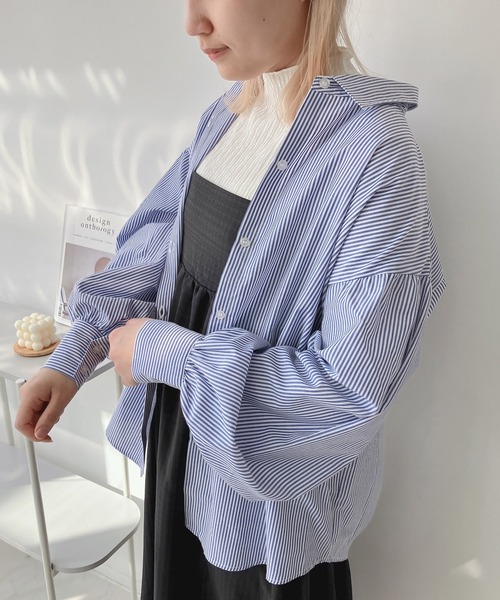 AS KNOW AS plus(アズノゥアズプラス)の「◎ベーシック ビッグシルエット長袖シャツ(シャツ/ブラウス・レディース・ブルー系/グリーン系/ピンク系/オフホワイト/ホワイト系/ライトグレー系/ブラック系/イエロー系/レッド系その他/グリーン系その他/ブルー系その他・FREE)」の8枚目の写真