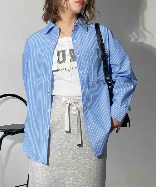 AS KNOW AS plus(アズノゥアズプラス)の「◎ベーシック ビッグシルエット長袖シャツ(シャツ/ブラウス・レディース・ブルー系/グリーン系/ピンク系/オフホワイト/ホワイト系/ライトグレー系/ブラック系/イエロー系/レッド系その他/グリーン系その他/ブルー系その他/グリーン系1/ネイビー系1/ブルー系1/ピンク系1・FREE)」の12枚目の写真