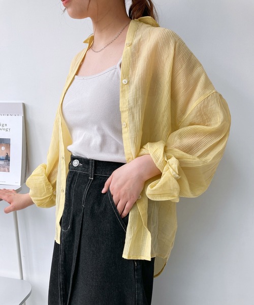 AS KNOW AS plus(アズノゥアズプラス)の「◎ベーシック ビッグシルエット長袖シャツ(シャツ/ブラウス・レディース・ブルー系/グリーン系/ピンク系/オフホワイト/ホワイト系/ライトグレー系/ブラック系/イエロー系/レッド系その他/グリーン系その他/ブルー系その他・FREE)」の9枚目の写真