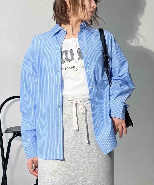 AS KNOW AS plus(アズノゥアズプラス)の「◎ベーシック ビッグシルエット長袖シャツ(シャツ/ブラウス・レディース・ブルー系/グリーン系/ピンク系/オフホワイト/ホワイト系/ライトグレー系/ブラック系/イエロー系/レッド系その他/グリーン系その他/ブルー系その他/グリーン系1/ネイビー系1/ブルー系1/ピンク系1・FREE)」の16枚目の写真