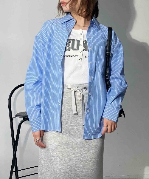 AS KNOW AS plus(アズノゥアズプラス)の「◎ベーシック ビッグシルエット長袖シャツ(シャツ/ブラウス・レディース・ブルー系/グリーン系/ピンク系/オフホワイト/ホワイト系/ライトグレー系/ブラック系/イエロー系/レッド系その他/グリーン系その他/ブルー系その他/グリーン系1/ネイビー系1/ブルー系1/ピンク系1・FREE)」の18枚目の写真