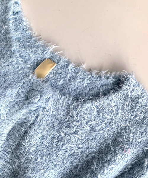 Q（キュー）の「コットンシャギーカーデ（カーディガン/ボレロ・レディース・ピンク/ブラック/ライトブルー・MEDIUM）」の9枚目の写真