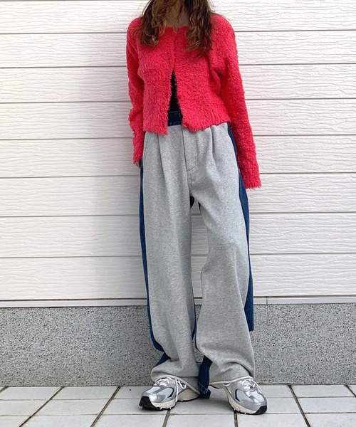 Q（キュー）の「コットンシャギーカーデ（カーディガン/ボレロ・レディース・ピンク/ブラック/ライトブルー・MEDIUM）」の16枚目の写真