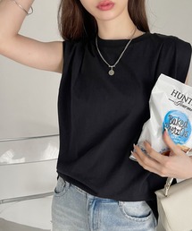 タックデザイン ノースリーブ カットソー