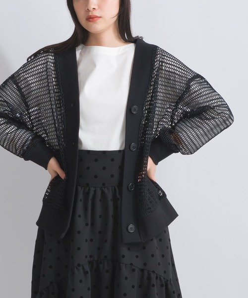 PICCIN（ピッチン）の「メッシュカーディガン（カーディガン/ボレロ・レディース・ブラック/オフホワイト・M）」の2枚目の写真