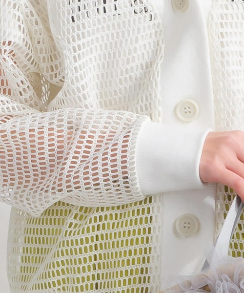 PICCIN（ピッチン）の「メッシュカーディガン（カーディガン/ボレロ・レディース・ブラック/オフホワイト・M）」の16枚目の写真