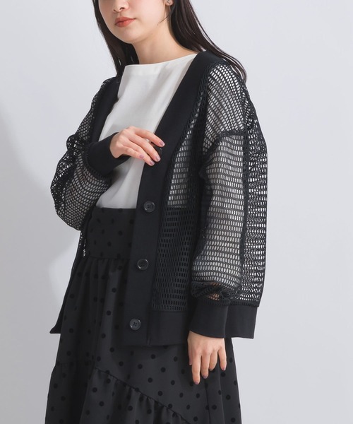 PICCIN（ピッチン）の「メッシュカーディガン（カーディガン/ボレロ・レディース・ブラック/オフホワイト・M）」の10枚目の写真